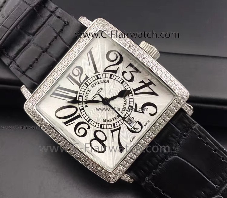 Copy Franck Muller Master Square Arabic Markers Diamond Case